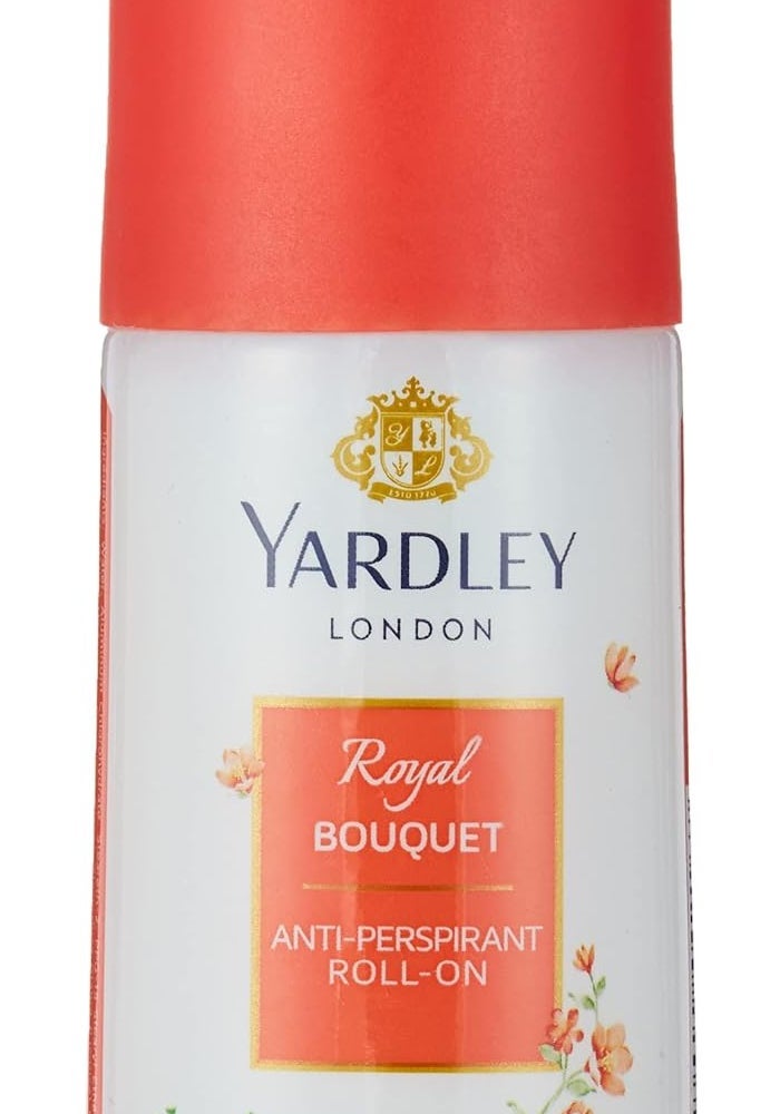 Yardley ياردلي لندن رويال باكيه مضاد للتعرق رول أون، 50 مل - عطر زهور منعش - Image 1